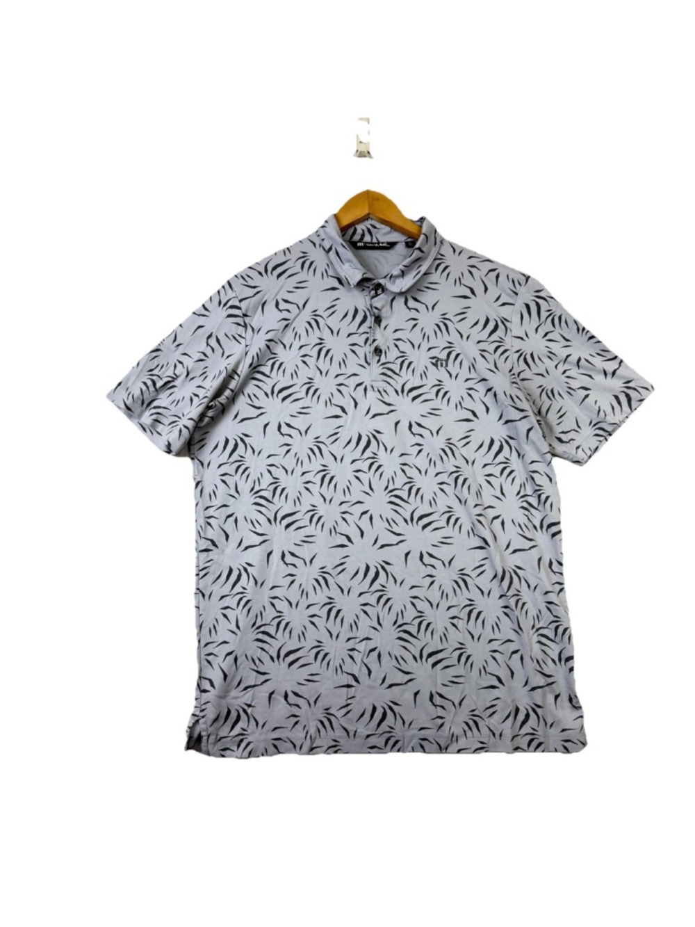 Travis Mathew Downhill Mens Large Heather Silver Golf Polo Shirt logo Sport